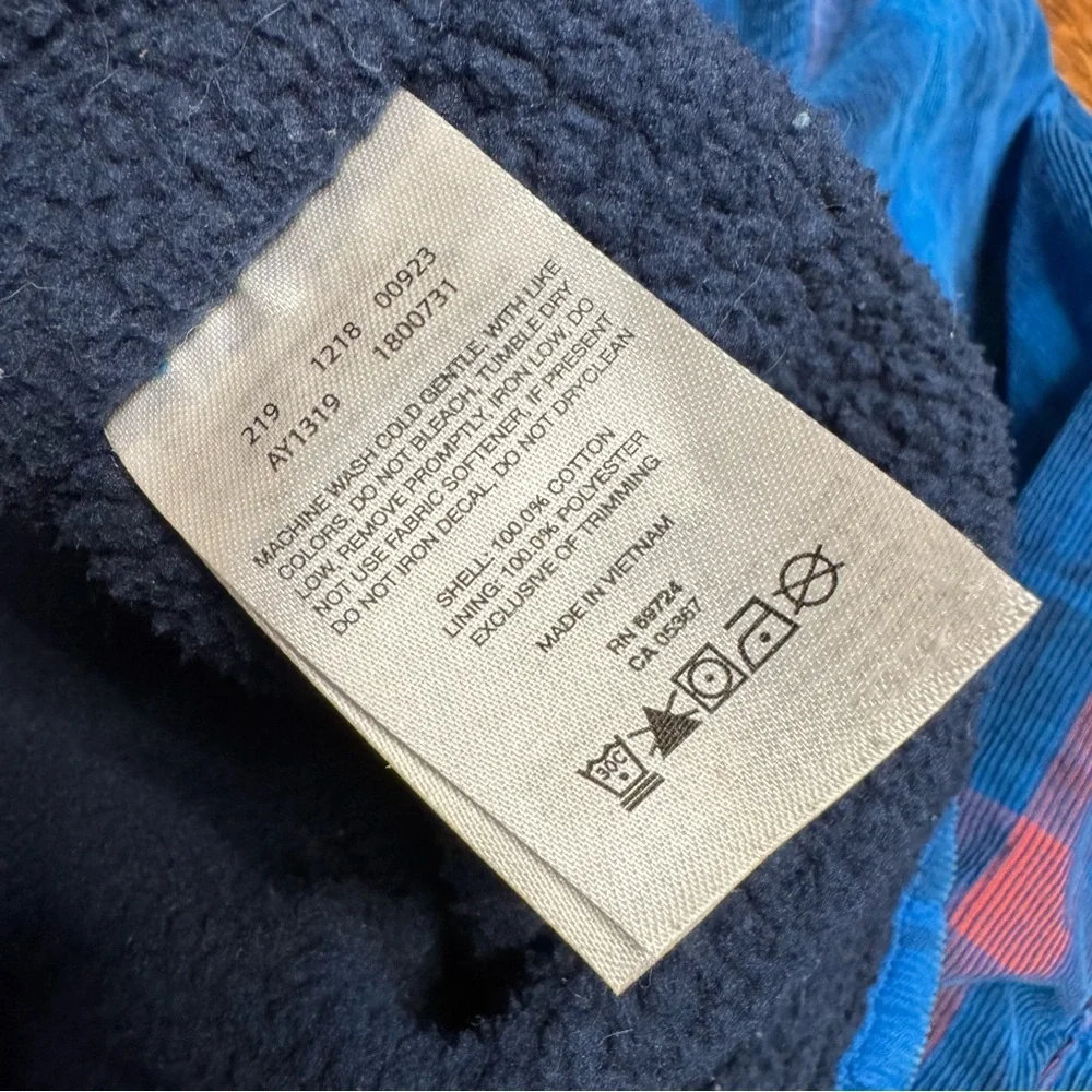 Columbia XXS 4-5 Boy Blue Plaid 100% Cotton Sherpa Lined Snap Up Shirt Shacket